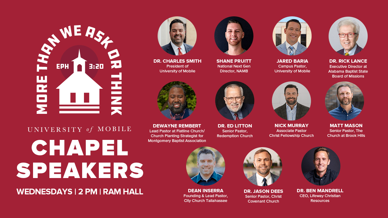 University of Mobile Announces Fall 2024 Chapel Speakers 