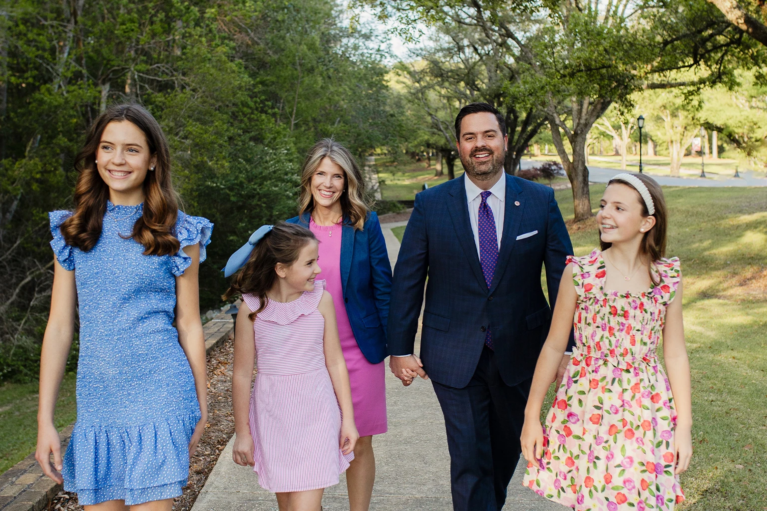 family walking